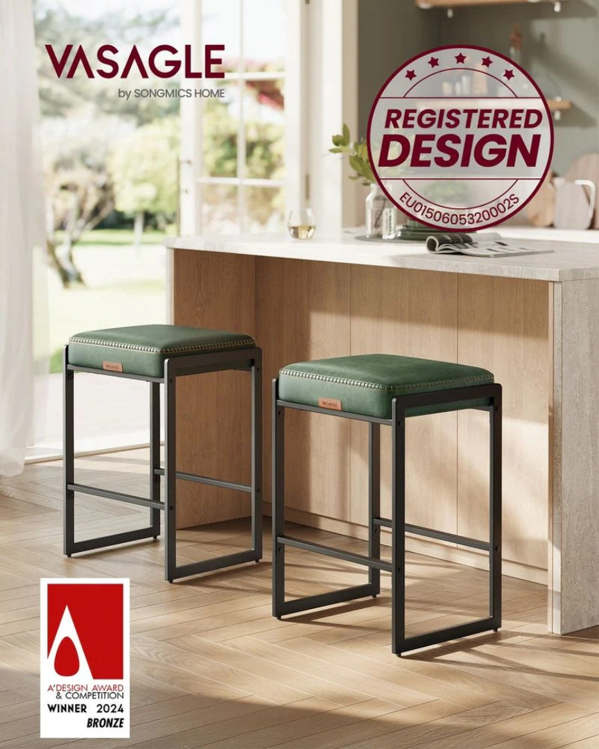 Counter Height Bar Stools with Back, Upholstered Kitchen Stools Set