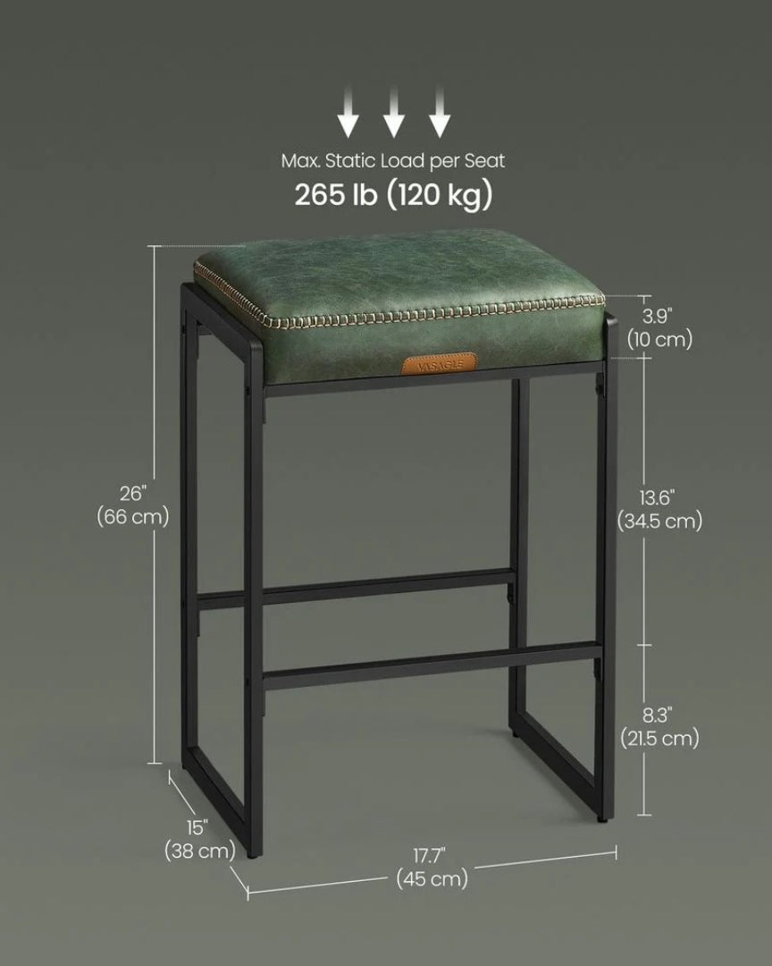Counter Height Bar Stools with Back, Upholstered Kitchen Stools Set