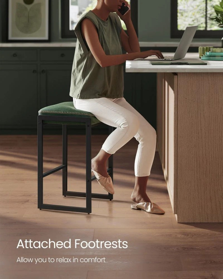 Counter Height Bar Stools with Back, Upholstered Kitchen Stools Set