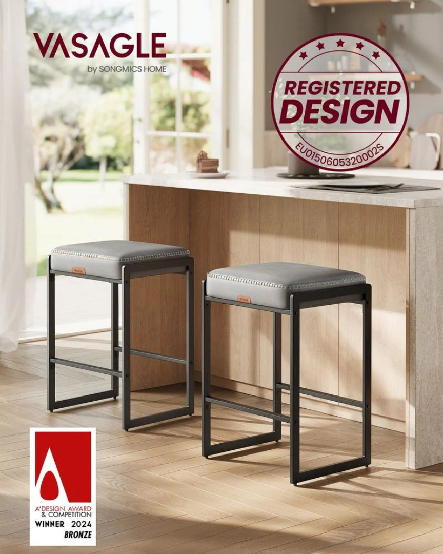 Counter Height Bar Stools with Back, Upholstered Kitchen Stools Set