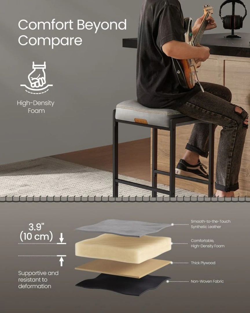 Counter Height Bar Stools with Back, Upholstered Kitchen Stools Set