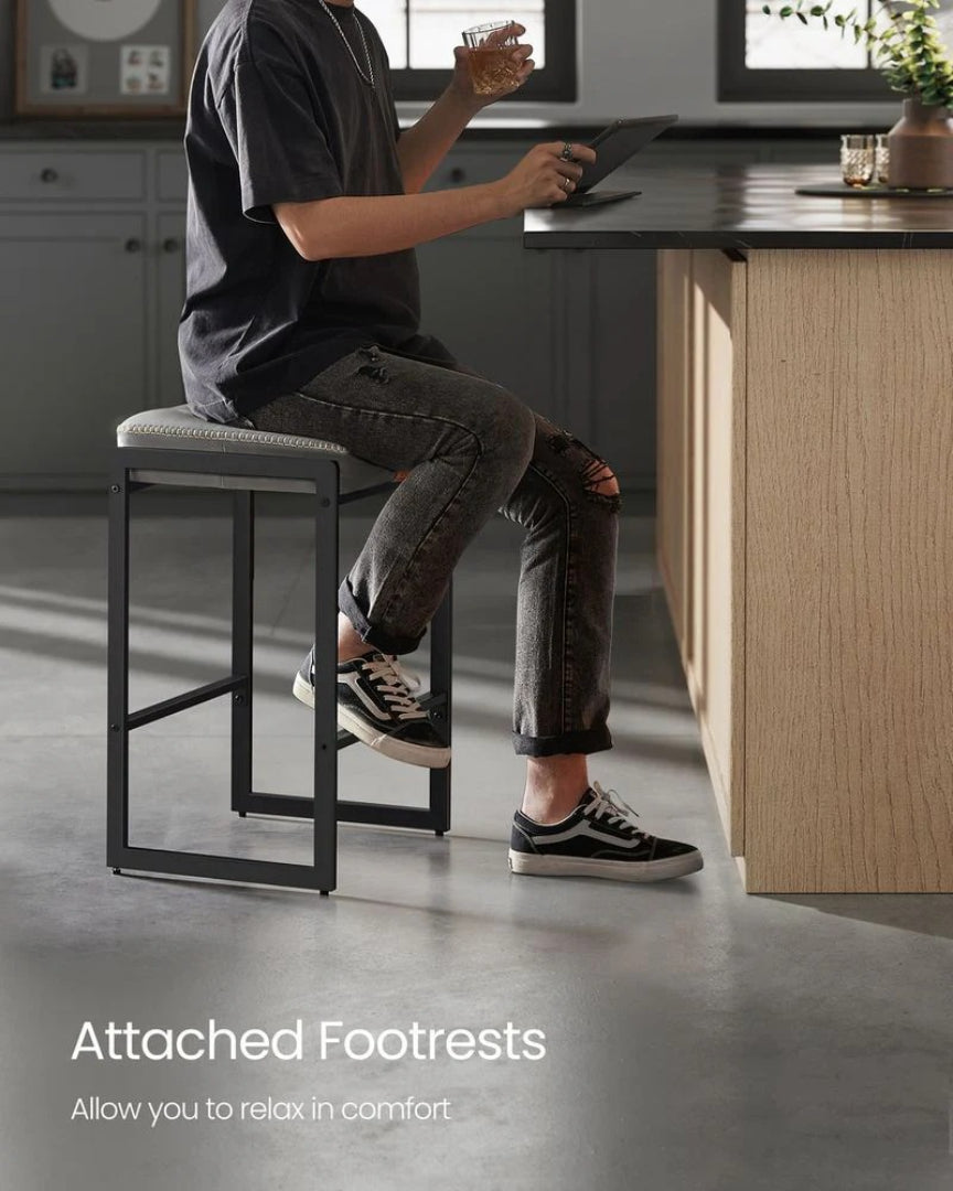 Counter Height Bar Stools with Back, Upholstered Kitchen Stools Set