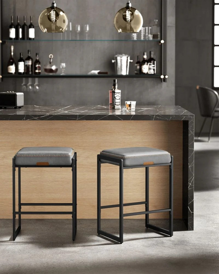 Counter Height Bar Stools with Back, Upholstered Kitchen Stools Set
