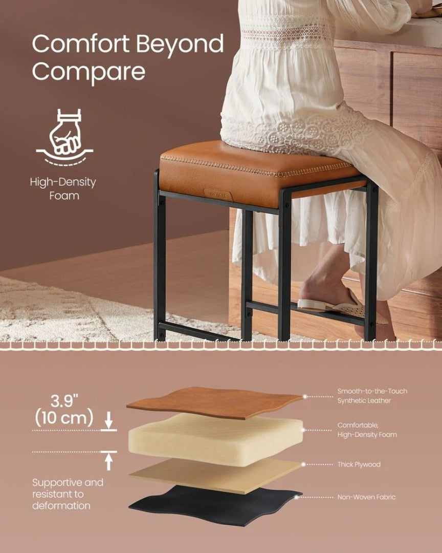 Counter Height Bar Stools with Back, Upholstered Kitchen Stools Set