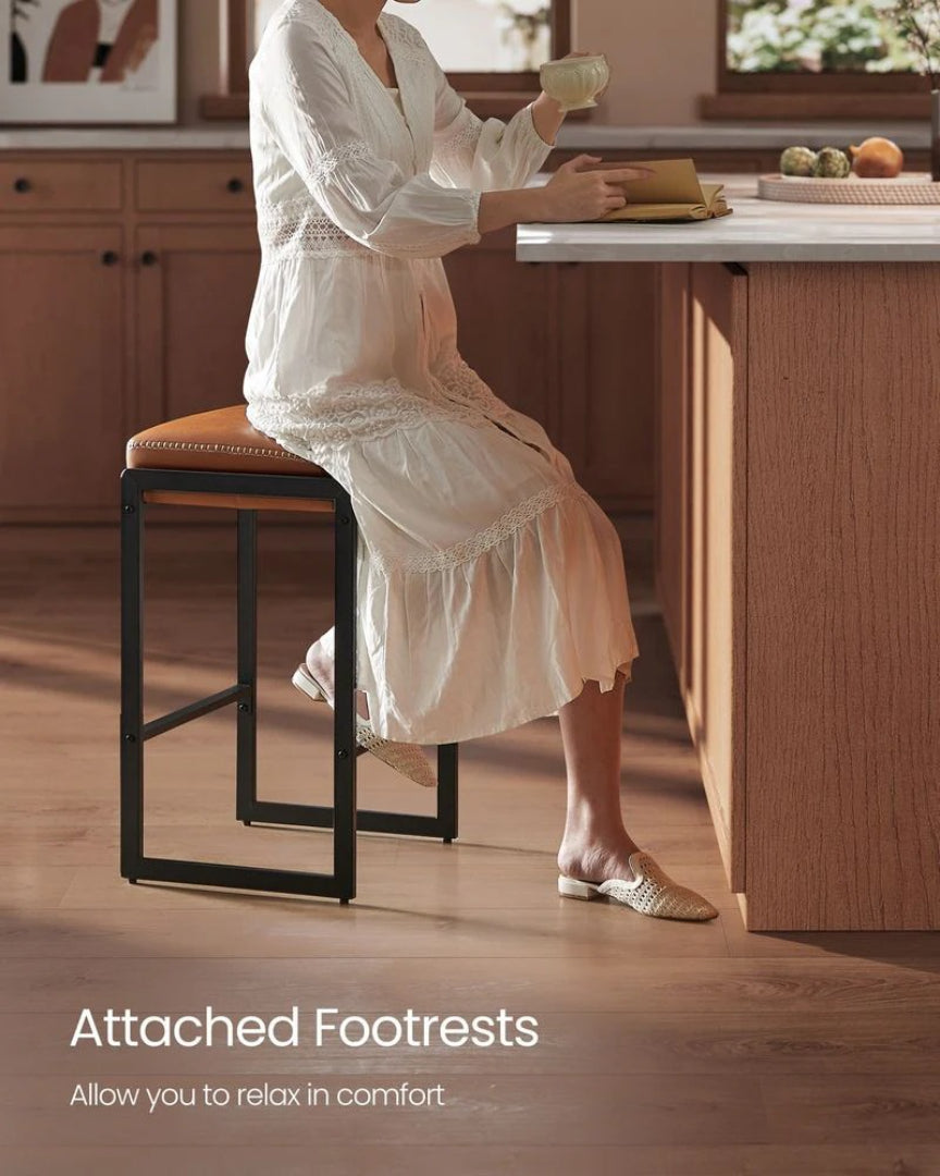 Counter Height Bar Stools with Back, Upholstered Kitchen Stools Set