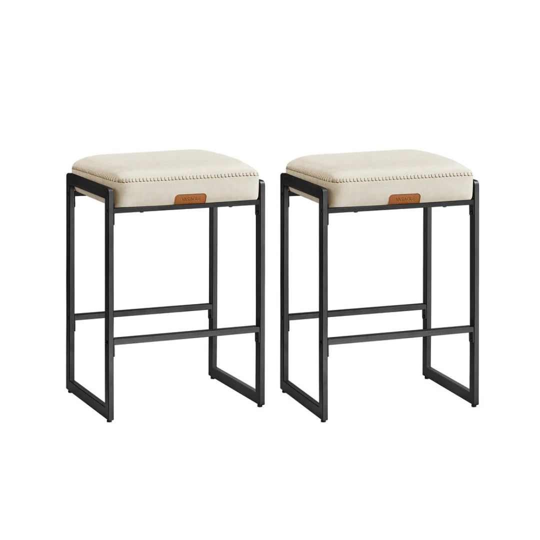 Counter Height Bar Stools with Back, Upholstered Kitchen Stools Set