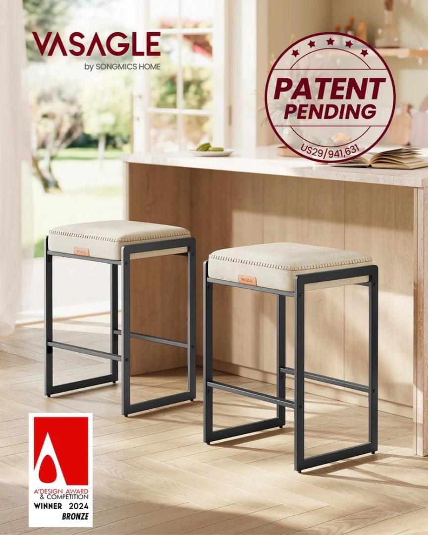 Counter Height Bar Stools with Back, Upholstered Kitchen Stools Set