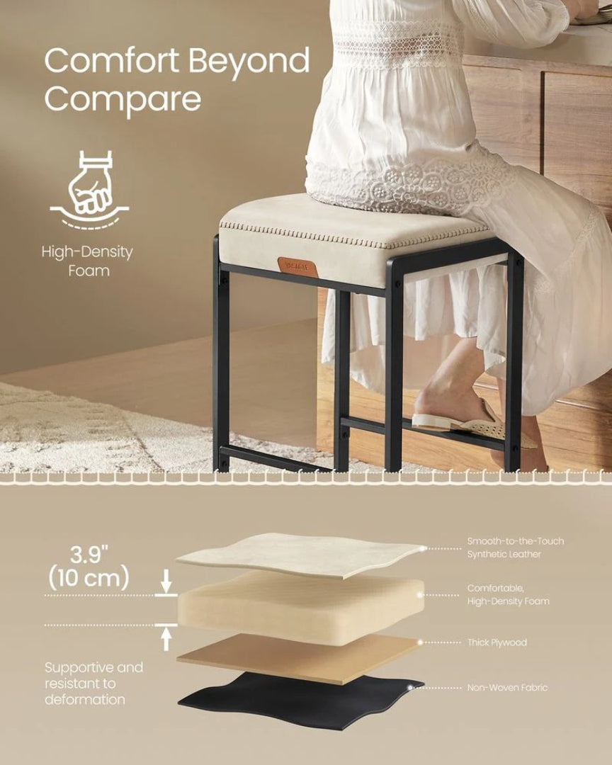 Counter Height Bar Stools with Back, Upholstered Kitchen Stools Set