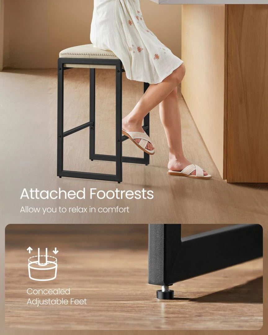 Counter Height Bar Stools with Back, Upholstered Kitchen Stools Set