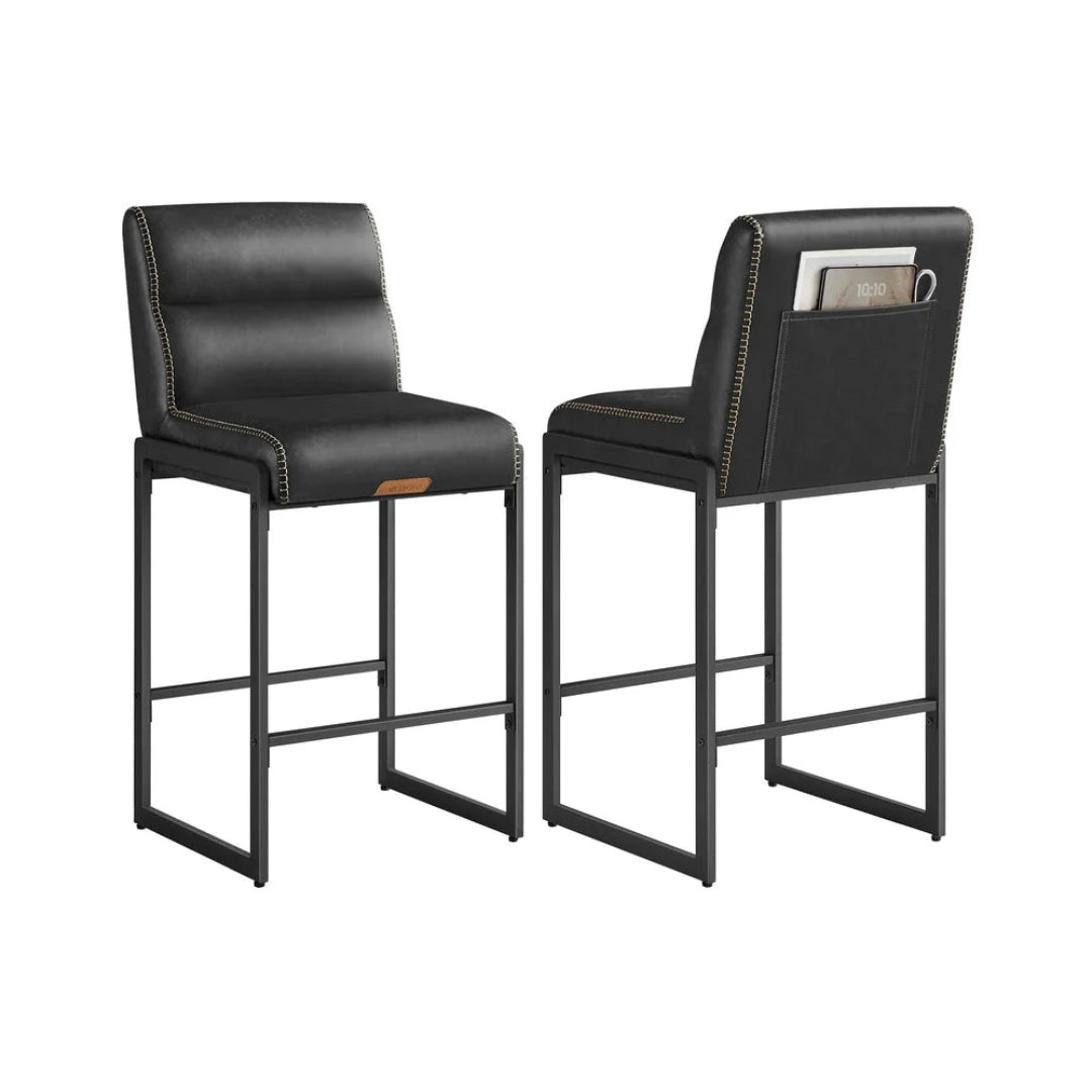 Counter Height Bar Stools Set of 2 with Back and Upholstered Seats