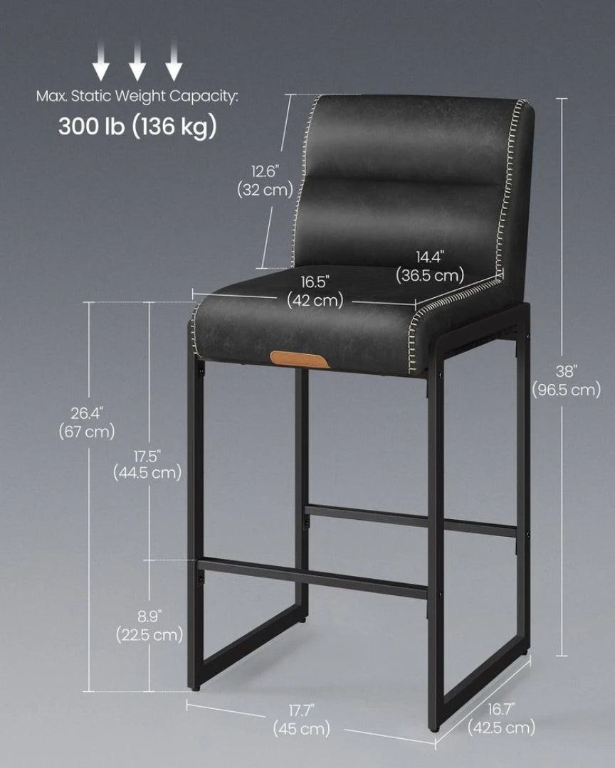 Counter Height Bar Stools Set of 2 with Back and Upholstered Seats