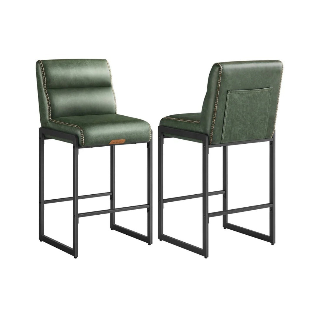 Counter Height Bar Stools Set of 2 with Back and Upholstered Seats