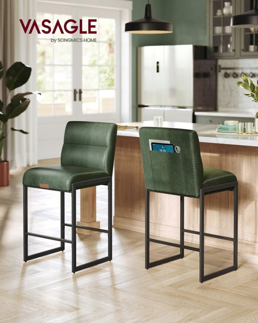 Counter Height Bar Stools Set of 2 with Back and Upholstered Seats
