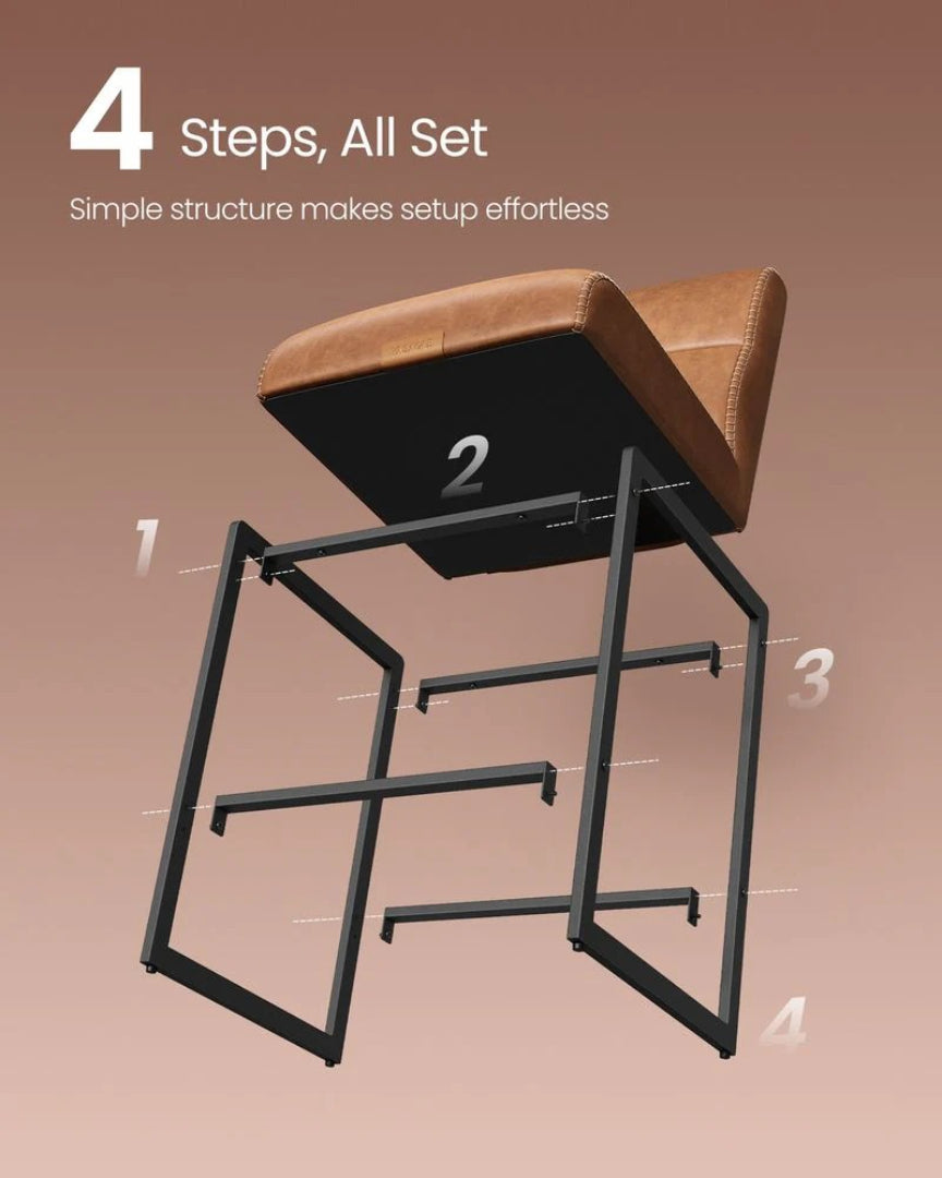 Counter Height Bar Stools Set of 2 with Back and Upholstered Seats