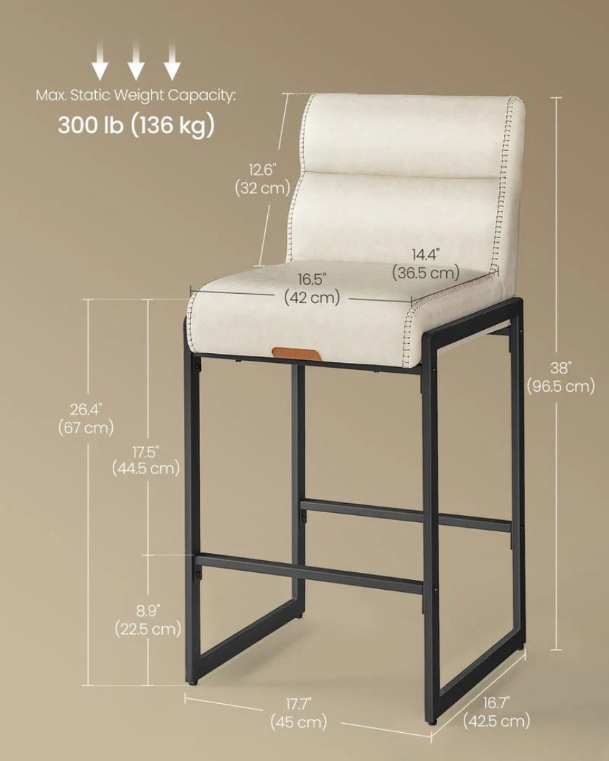 Counter Height Bar Stools Set of 2 with Back and Upholstered Seats