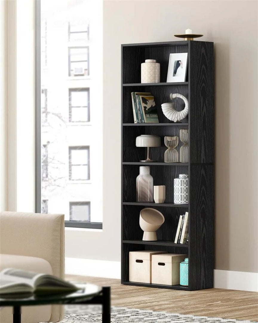 6 Tier Bookcase With Adjustable Shelves, 63.1 Inch Storage Shelf