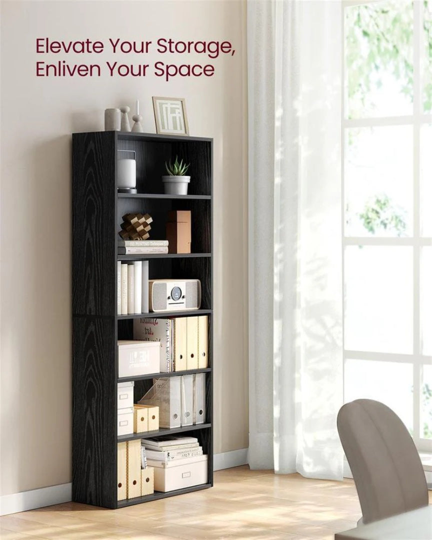 6 Tier Open Bookcase With Adjustable Storage Shelves