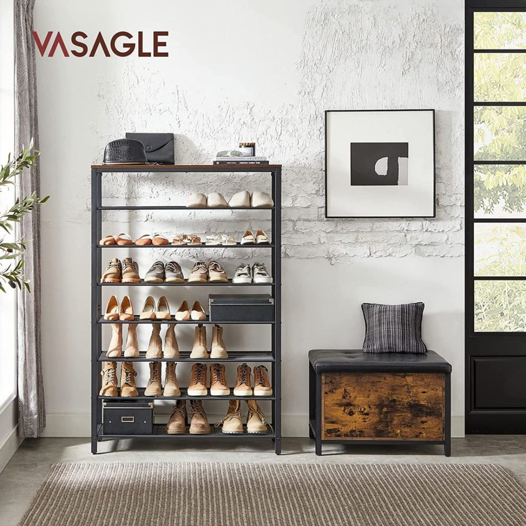 6/8 Tier Shoe Rack With Metal Shelves, 39.4 Inch Wide Organizer