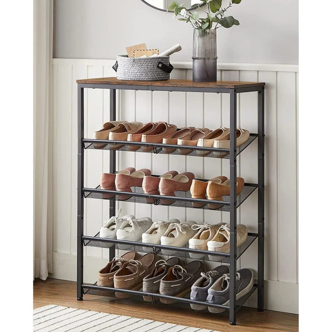 5 Tier Shoe Rack With Storage Shelves & Top Shelf Organizer