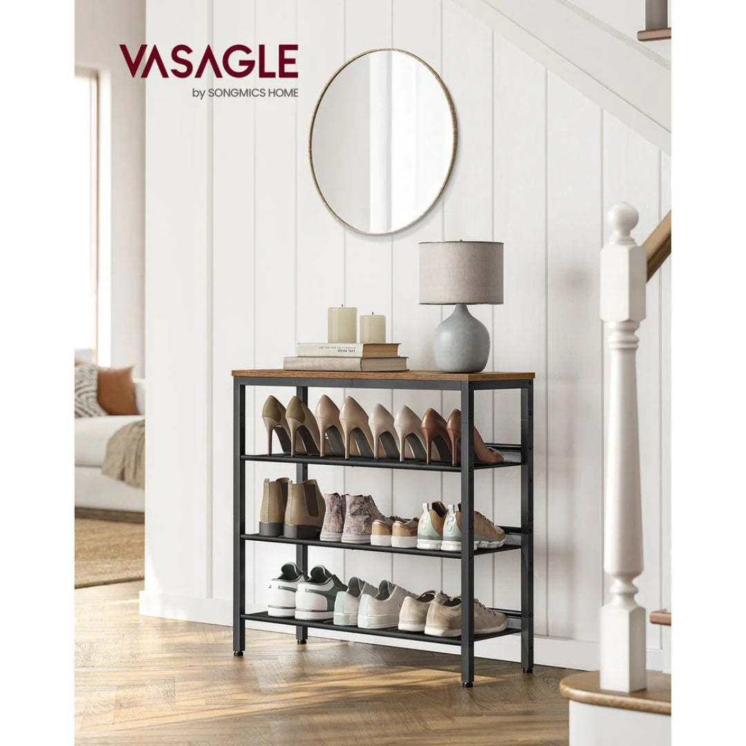 4 Tier Shoe Rack With Storage Top Shelf Entryway Organizer