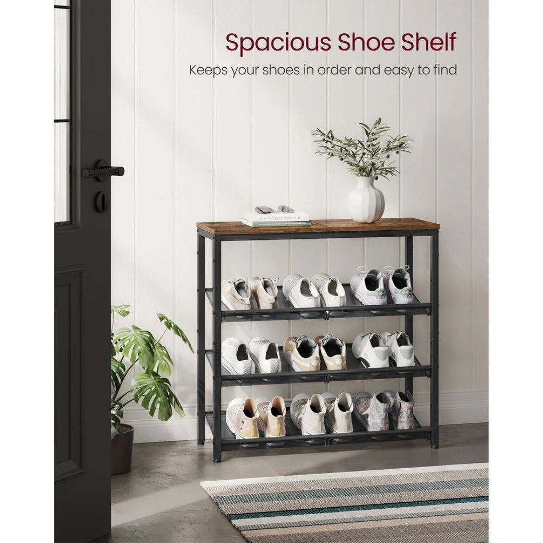 4 Tier Shoe Rack With Storage Top Shelf Entryway Organizer