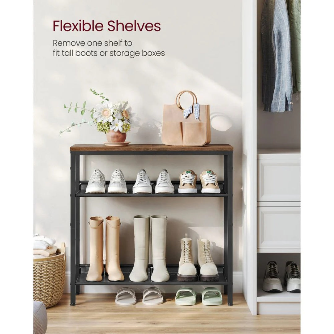 4 Tier Shoe Rack With Storage Top Shelf Entryway Organizer