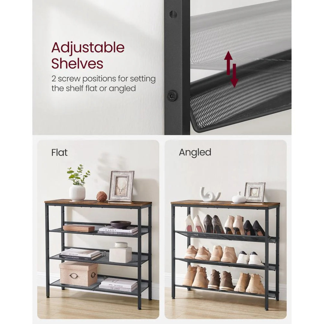 4 Tier Shoe Rack With Storage Top Shelf Entryway Organizer
