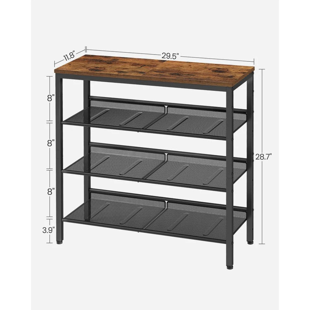 4 Tier Shoe Rack With Storage Top Shelf Entryway Organizer