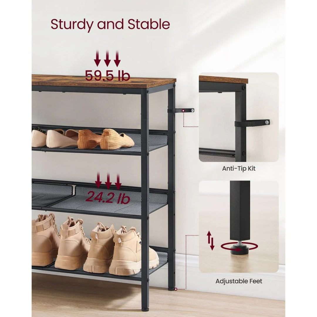 4 Tier Shoe Rack With Storage Top Shelf Entryway Organizer