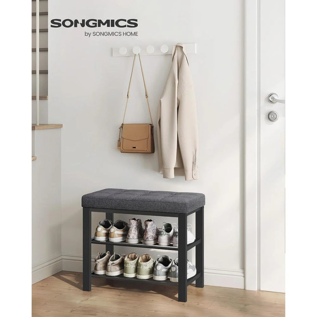 Shoe Bench With Cushion, 23.6/31.9 Inch Storage Bench