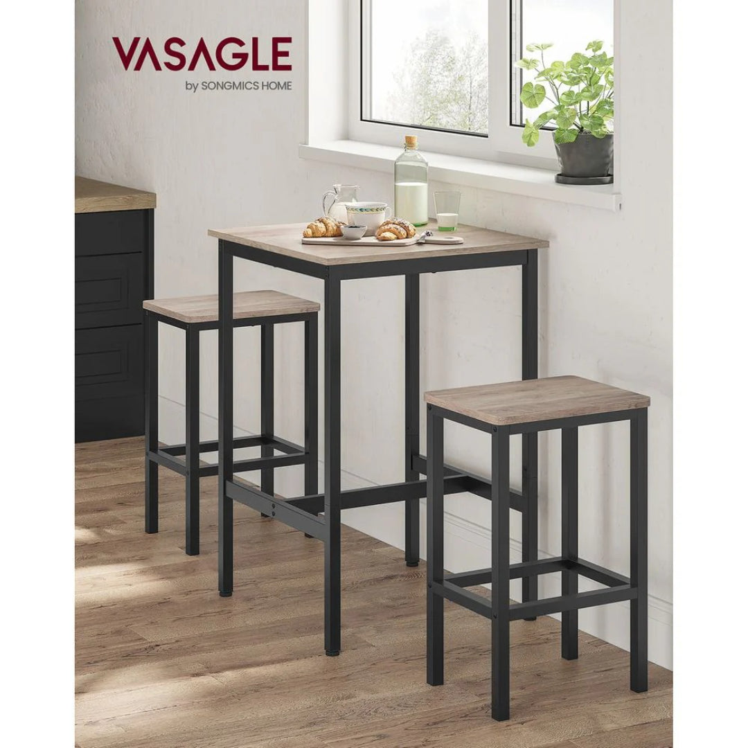 High Top Bar Table, Industrial Square Pub Table with Steel Frame