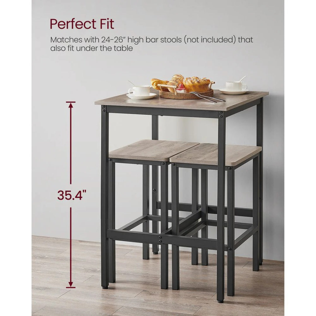 High Top Bar Table, Industrial Square Pub Table with Steel Frame
