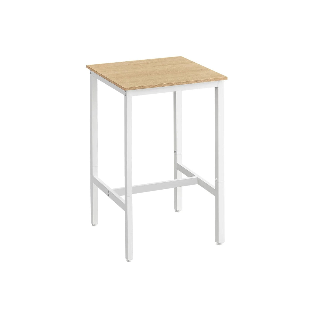 High Top Bar Table, Industrial Square Pub Table with Steel Frame