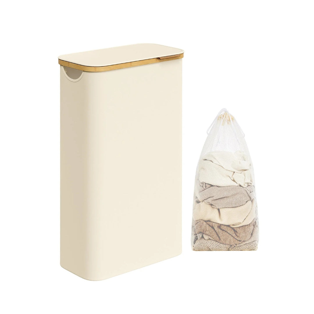 Slim Laundry Hamper With Lid 34.3 Gallon 2 Section Sorter
