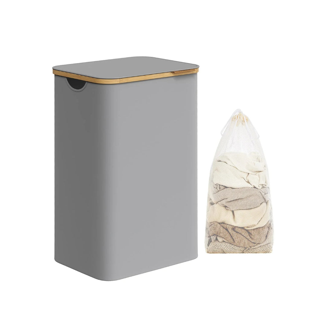 Slim Laundry Hamper With Lid 34.3 Gallon 2 Section Sorter