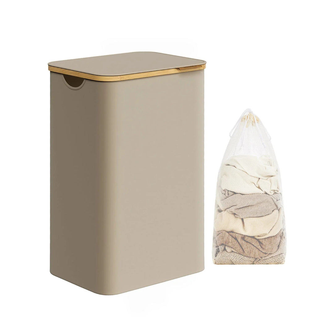 Slim Laundry Hamper With Lid 34.3 Gallon 2 Section Sorter