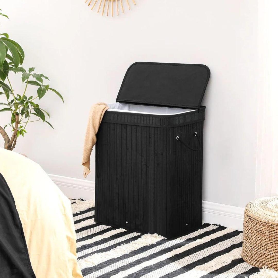Laundry Hamper With Lid 26.4 Gallon Bamboo Basket 24in High