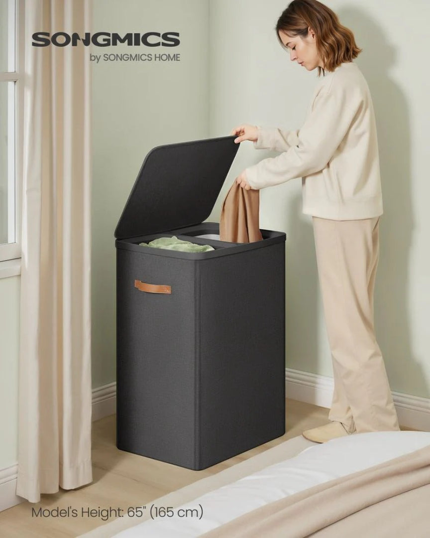 Laundry Hamper With Lid 44.9 Gallon 2 Compartment Sorter