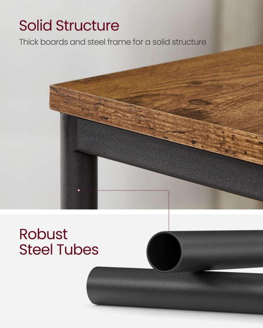Small 3-Tier End Table with Open Storage, Industrial Side Table