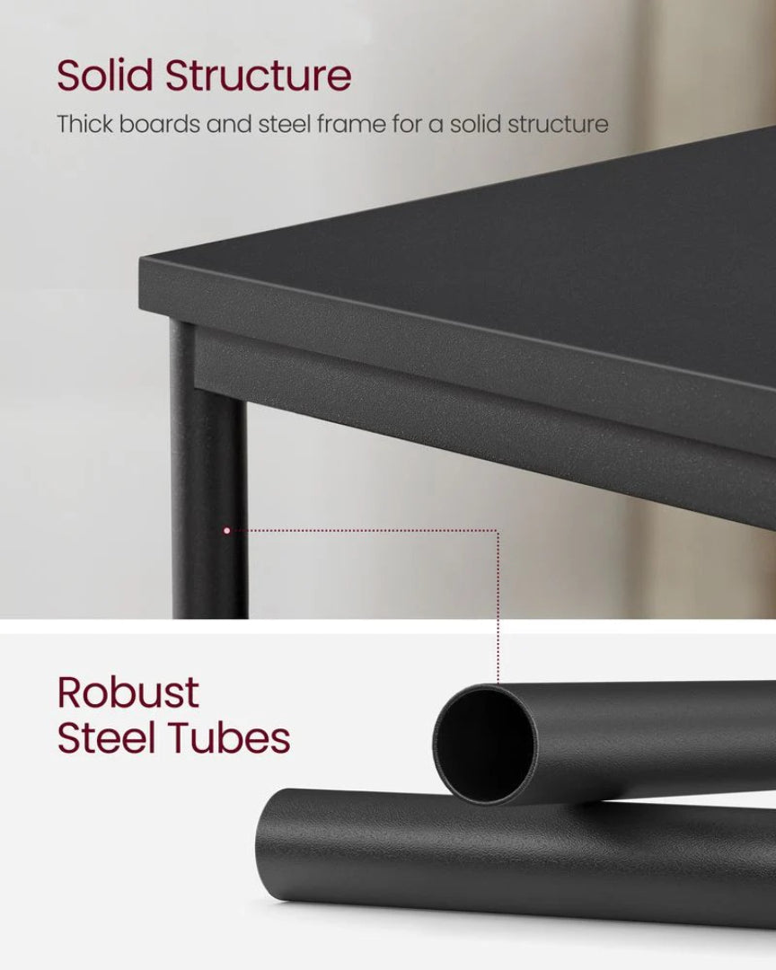 Small 3-Tier End Table with Open Storage, Industrial Side Table