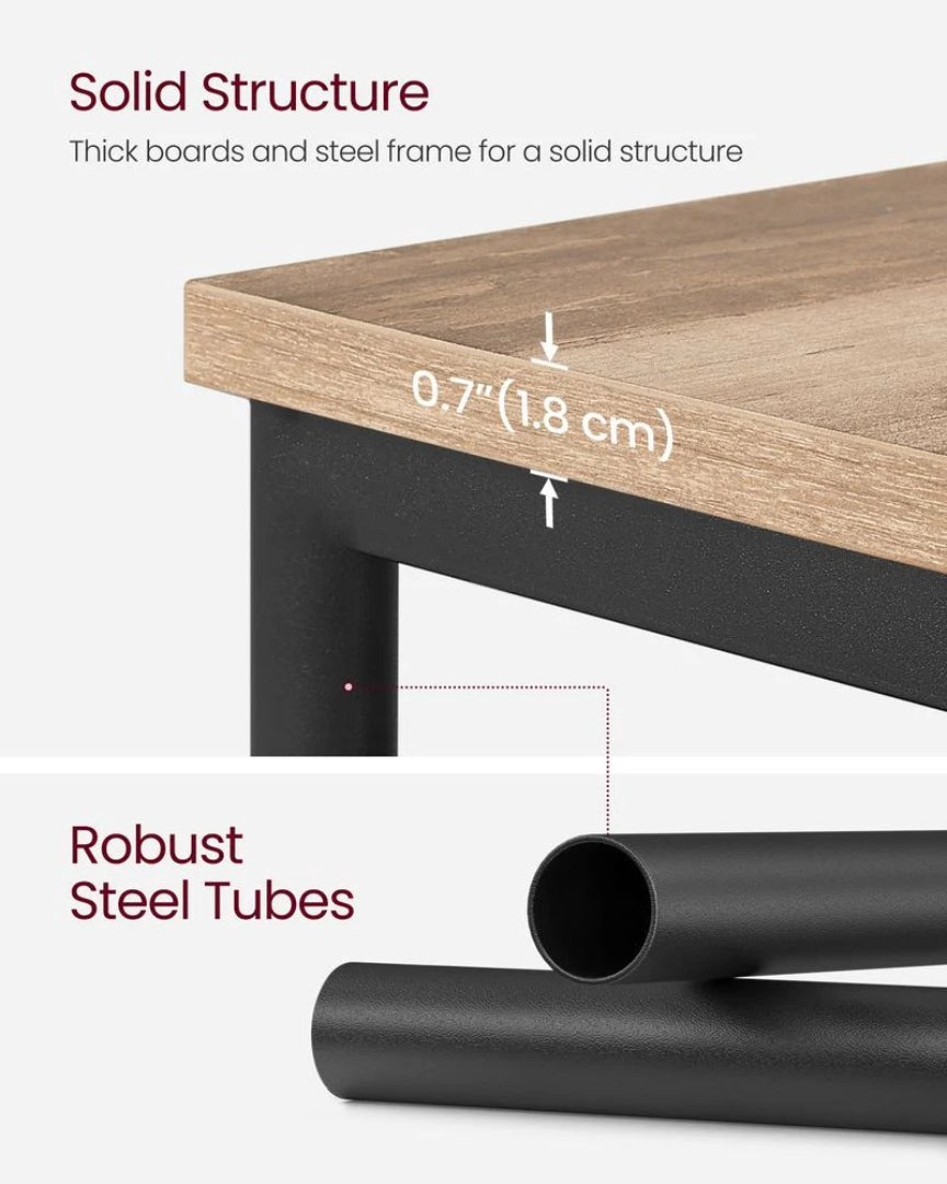 Small 3-Tier End Table with Open Storage, Industrial Side Table