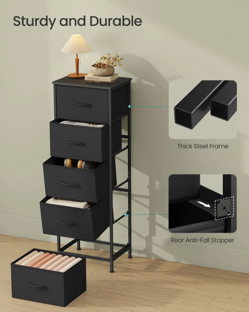 5 Drawer Dresser Storage Organizer With Steel Frame 46 Inch