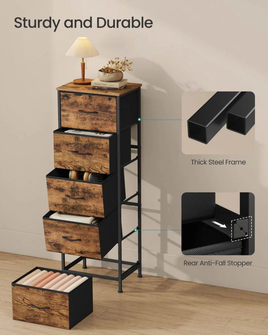 5 Drawer Dresser Storage Organizer With Steel Frame 46 Inch