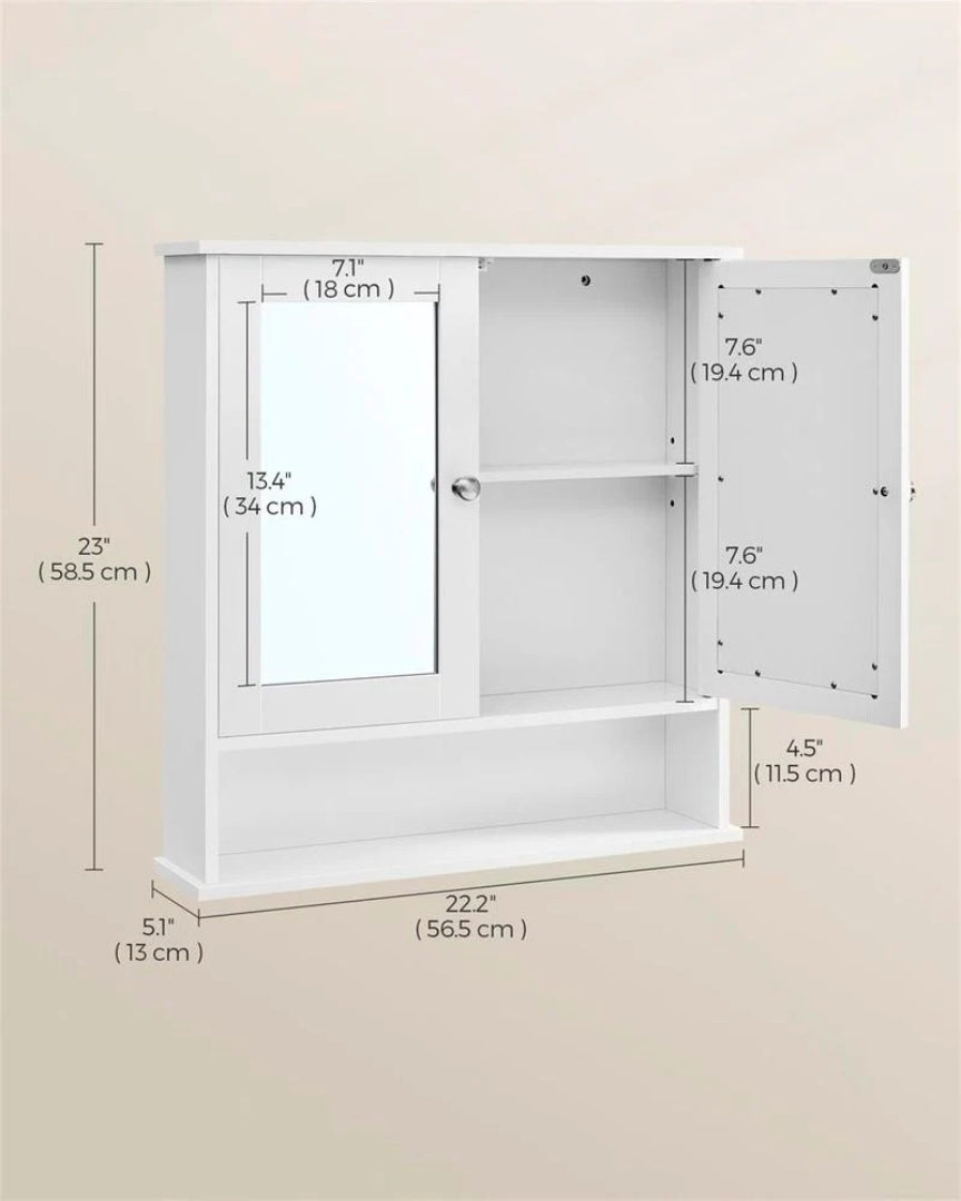 Bathroom Cabinet With Mirror Wall Mounted Storage 22.2in Wide