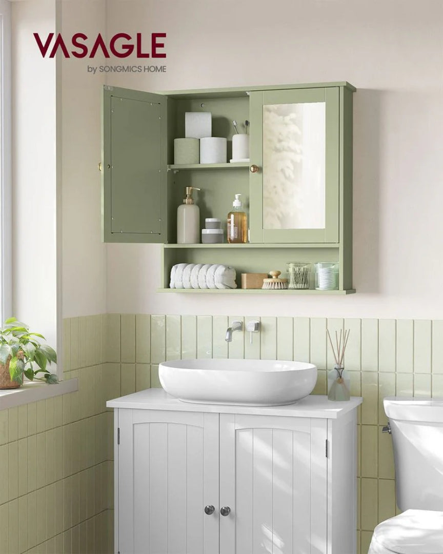 Bathroom Cabinet With Mirror Wall Mounted Storage 22.2in Wide