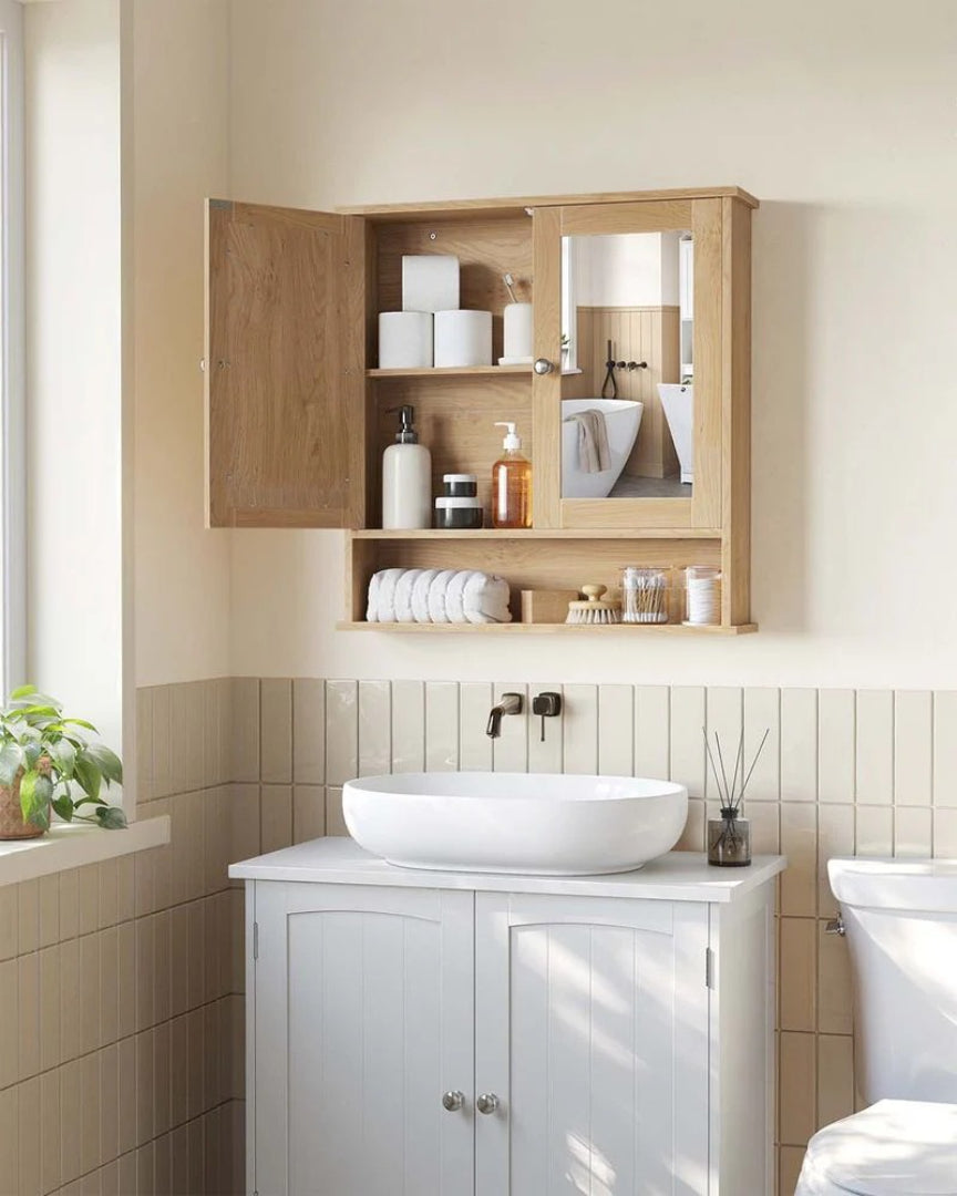 Bathroom Cabinet With Mirror Wall Mounted Storage 22.2in Wide