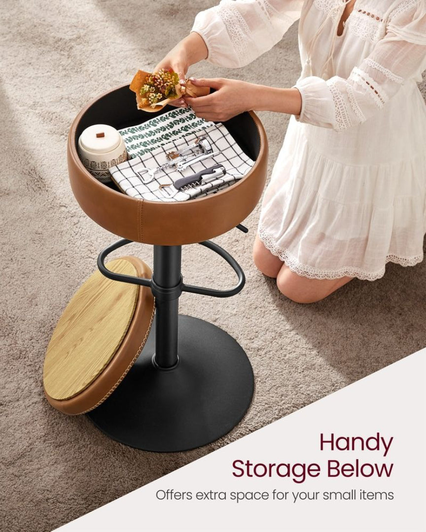 360° Swivel Bar Stool with Adjustable Height and Storage Compartment