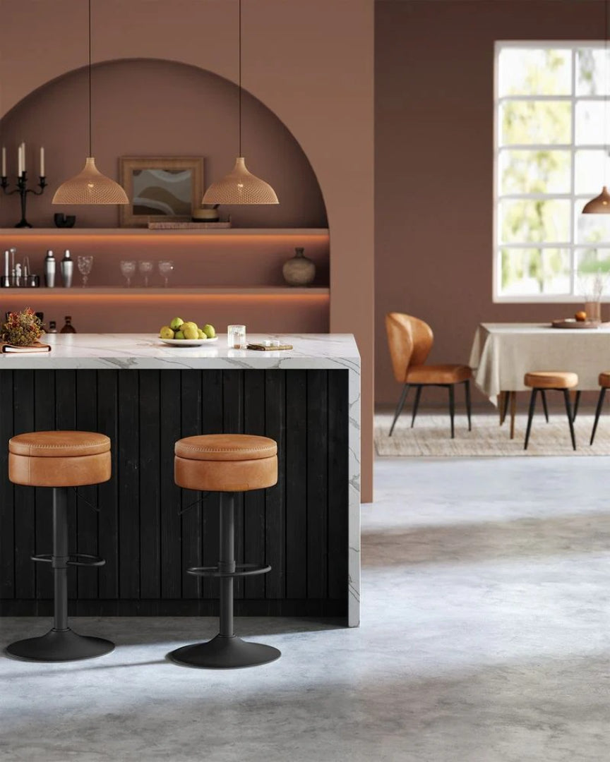 360° Swivel Bar Stool with Adjustable Height and Storage Compartment