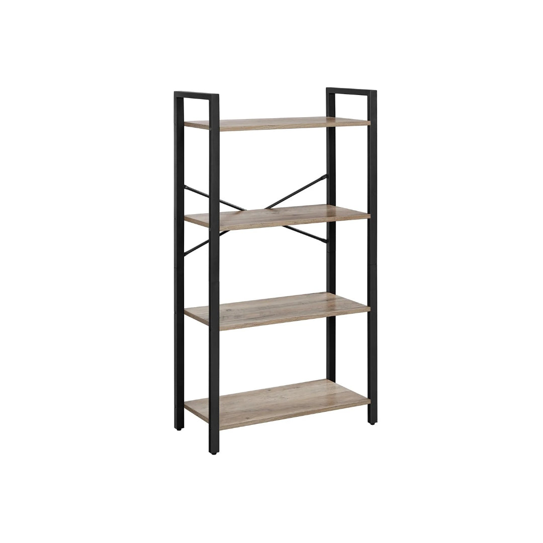4 Tier Bookshelf With Steel Frame Industrial Storage Shelf