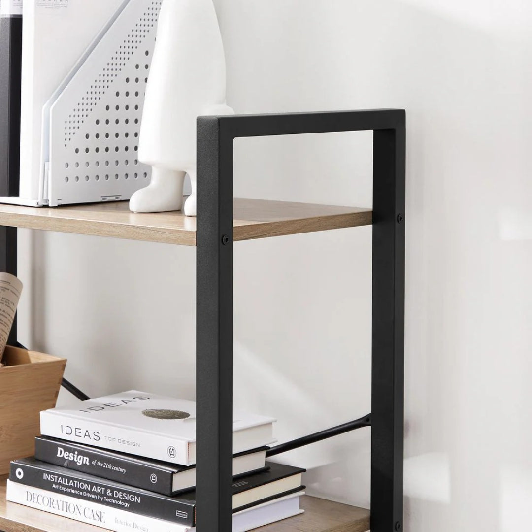 4 Tier Bookshelf With Steel Frame Industrial Storage Shelf